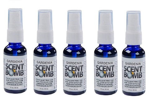 Scent Bomb Air Freshener Spray, 100 % Oil Based Concentrated Air Freshener, Air Freshener Spray for Car, Room, Bathroom and Odor Eliminator, Gardenia, 5 Pack