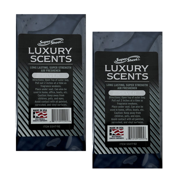 Super Sheet Under the Seat Car Air Fresheners Small Luxury Scents Silver: The Best Car Air Freshener and Odor Eliminators - Long Lasting, Super Strength Car Fresheners, 2 Packs