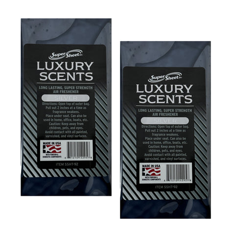 Super Sheet Under the Seat Car Air Fresheners Small Luxury Scents Silver: The Best Car Air Freshener and Odor Eliminators - Long Lasting, Super Strength Car Fresheners, 2 Packs