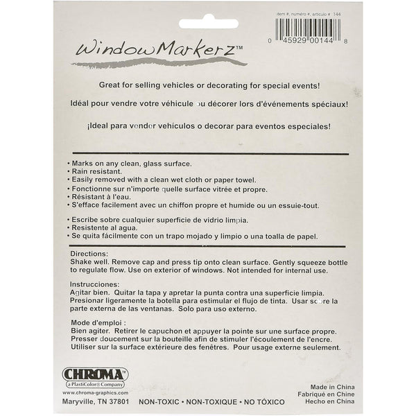 Chroma Window Marker Pack: Washable Glass Markers for Cars - Bold Car Markers, Chalkboard Markers for Kids Restaurant, Blackboard, Glass, Bistro, Liquid Chalk Markers Erasable, 4 Count