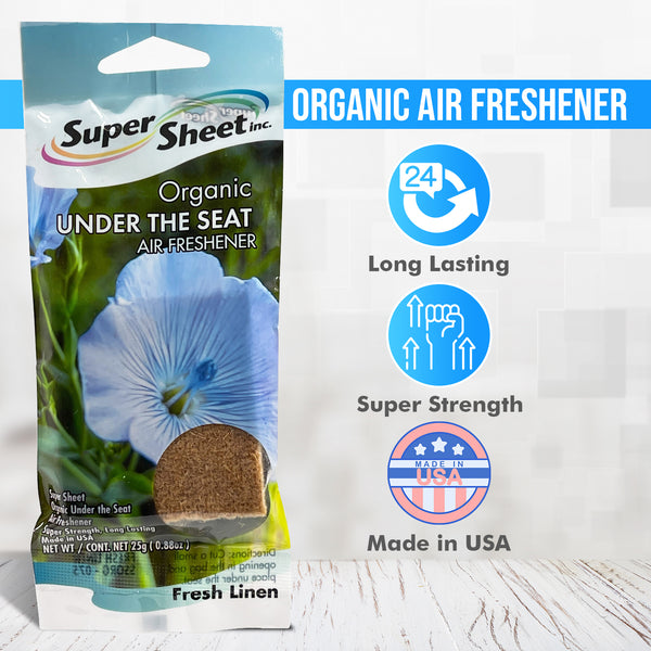Super Sheet, Organic Under the Seat Car Air Freshener, Long Lasting Fragrance, Fresh Linen Scent