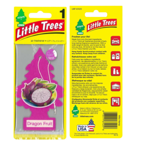 LITTLE TREES Car Air Freshener Hanging Paper Tree, Provides Long Lasting Scent for Car or Home, DRAGON FRUIT, 1 Pack