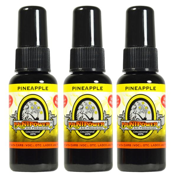 Blunt Power Air Freshener Spray, Oil Based Concentrated Air Freshener and Oil Diffuser, Air Freshener Spray for Car, Room, Bathroom, Odor Eliminator and Room Deodorizer, Pineapple, 1.5 oz, 3 Pack