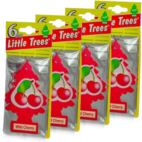Little Trees Cardboard Hanging Car, Home & Office Air Freshener, Wild Cherry (Pack of 24)