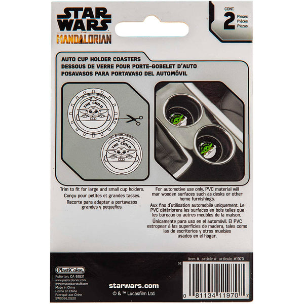 Plasticolor Star Wars Baby Yoda Car Coaster, 2x Mandalorian The Child Coasters