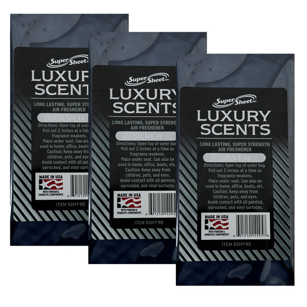 Super Sheet Under the Seat Car Air Fresheners Small Luxury Scents Silver: The Best Car Air Freshener and Odor Eliminators - Long Lasting, Super Strength Car Fresheners, 3 Packs