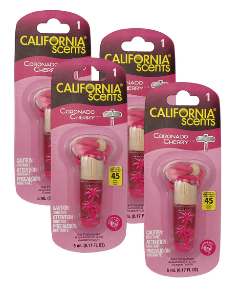 California Scent Air Fresheners Hanging Vial Necklace - Coronado Cherry Scent: Hanging Air Freshener & Odor Eliminator for Strong Odor, 4 Packs