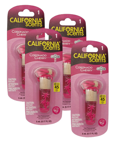 California Scent Air Fresheners Hanging Vial Necklace - Coronado Cherry Scent: Hanging Air Freshener & Odor Eliminator for Strong Odor, 4 Packs