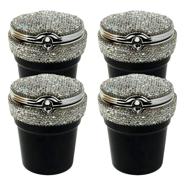 TrexNYC Car Ashtray Exclusive Bling with Blue LED Light and Portable Ashtray Design - Ideal for Car, Home, and Office, 4-Packs