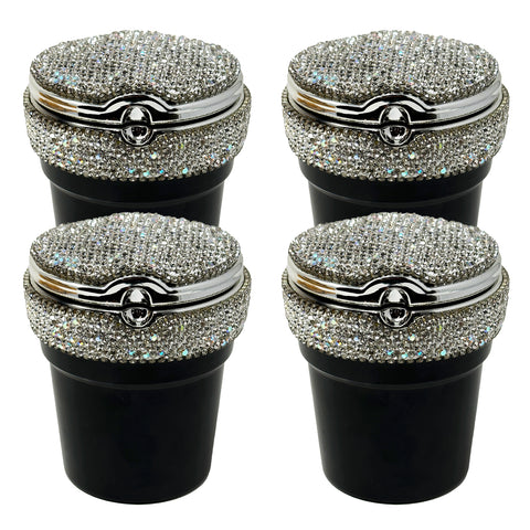 TrexNYC Car Ashtray Exclusive Bling with Blue LED Light and Portable Ashtray Design - Ideal for Car, Home, and Office, 4-Packs