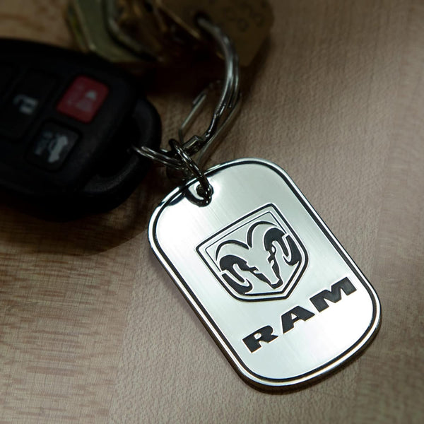 Plasticolor Keychain, Ram Logo Dog Tag Metal - Keychain for Car Keys, and More