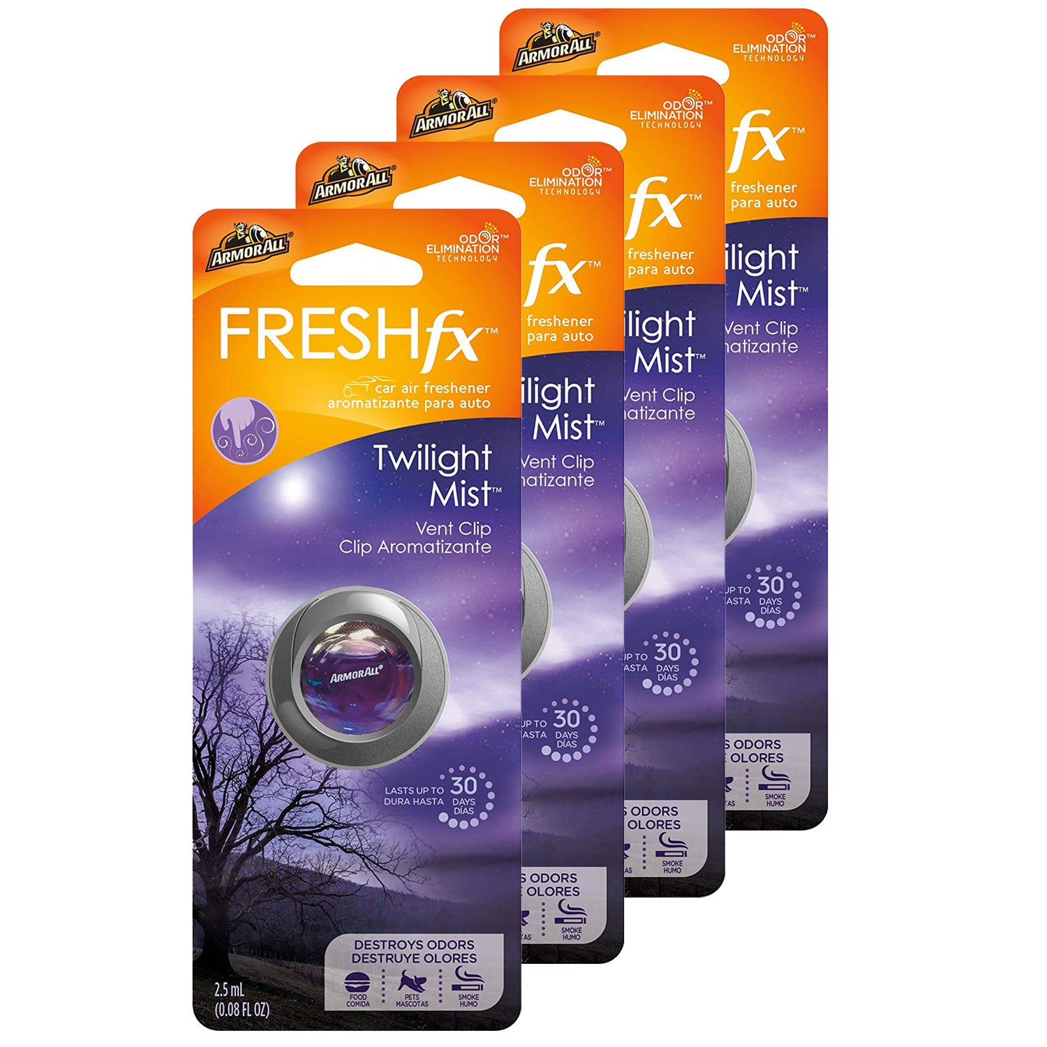 Armor All FRESHfx Car Air Freshener Vent Clip, 4-Pack (Tobacco & Vanilla) 