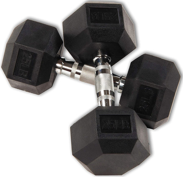 Gymnastics Power Hex Dumbbells Exercise & Fitness Weights Dumbbell for Women & Men (25 lb, Pair)