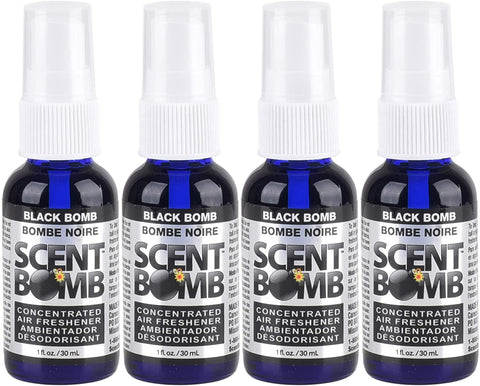 Scent Bomb Air Freshener Spray, 100 % Oil Based Concentrated Air Freshener, Air Freshener Spray for Car, Room, Bathroom and Odor Eliminator, Black Bomb, 4 Pack