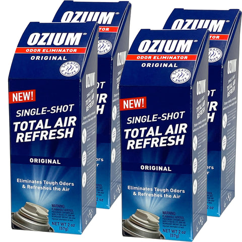 Ozium Air Sanitizer, 2 oz Car Fogger: Single-Shot Smoke Odor Eliminator & Car Air Freshener, Original, 4 Packs