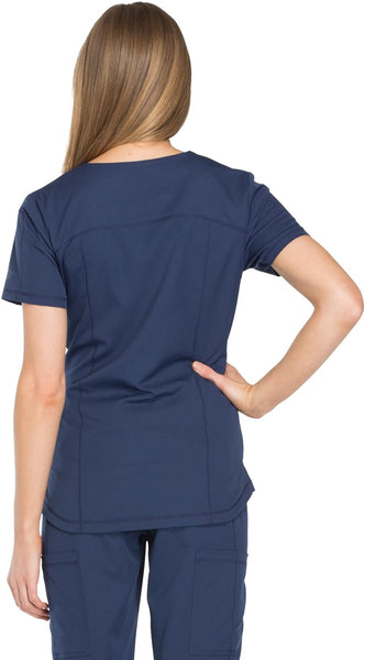 Dickies V-Neck Scrub Top for Women, Dynamix Athletic-Inspired Scrub Top, Navy, Extra Large