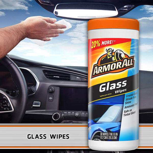 Armor All Protectant, Glass and Cleaning Wipes, 30 Count Each (Pack of 3)