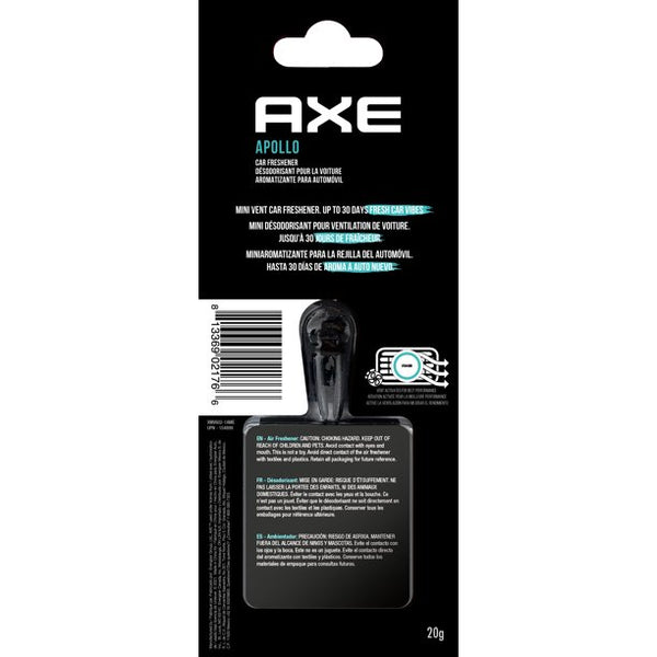 AXE Air Freshener Mini Vent Clip, Odor Eliminator, Air Purifier Provides A Long Lasting Scent, Apollo