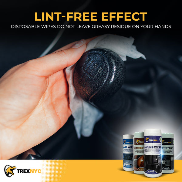 TrexNYC Leather Wipes - Interior Car Wipes, All-In-One Car Wipes & Interior Cleaner - Powerful, Convenient, and Effective Solution for All Your Car Cleaning Needs