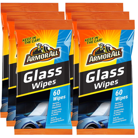 Armor All Glass Cleaning Wipes in a Pouch, 60 Count - Car Interior Cleaner: Ultimate Car Wipes and Interior Care Products, 6 Packs