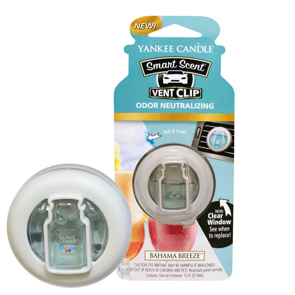 Yankee Candle Smart Scent Vent Clip Car, Home & Office Air Freshener & Odor Eliminator, Bahama Breeze