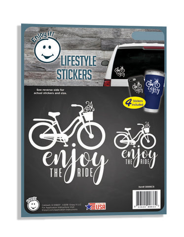 Enjoy the Ride Car Stickers, Outdoor Rated Vinyl Sticker Decals, 4 Stickers
