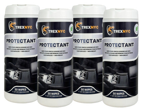 TrexNYC Protectant Wipes, Car Interior Cleaner with UV Protection to Protect Interior Car Surfaces and Fight Cracking & Fading, 4 Packs