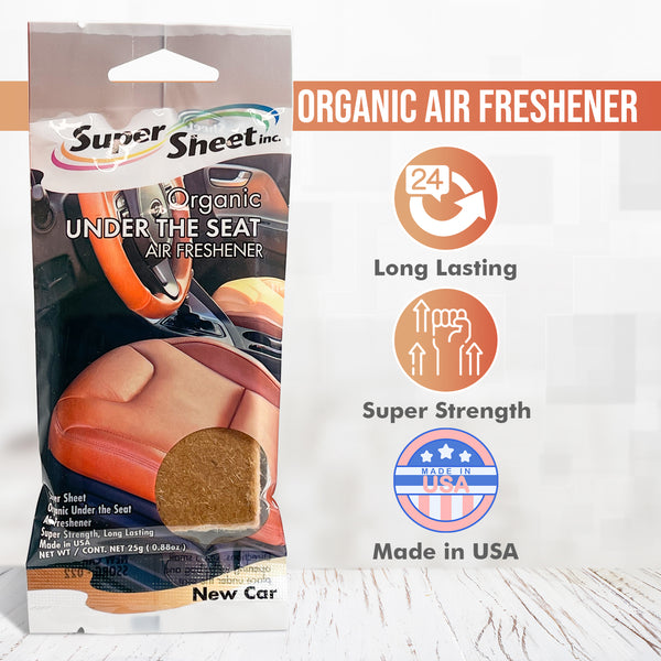 Super Sheet, Organic Under the Seat Car Air Freshener, Long Lasting Fragrance, New Car Scent, 6 Pack