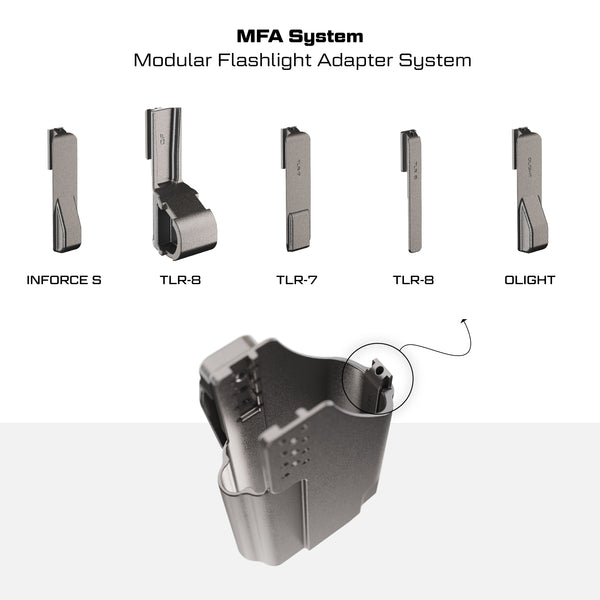 Orpaz EVO G17 Light Bearing Modular Holster Compatible with Ambidextrous Glock 17 Holster with Light, Dual-carry Holster Provides Multiple Options to Suit your Needs - IWB or OWB