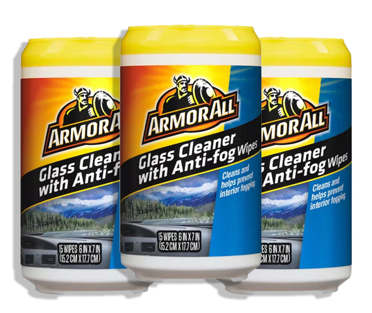Armor All Glass Cleaner with Anti-Fog Wipes - Car Glass Cleaner and Anti  Fog Wipes for Car, 15 Wipes, 3 Pack 