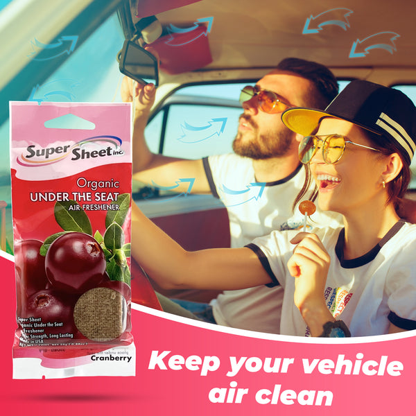 Super Sheet, Organic Under the Seat Car Air Freshener, Long Lasting Fragrance, Cranberry Scent, 6 Pack