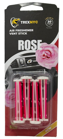 TrexNYC Car Air Fresheners Vent Sticks, Essential Car Odor Eliminator, For Long Lasting Fragrance up to 30 days, Rose