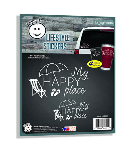 Enjoy It My Happy Place Beach Car Stickers, 4 Pieces