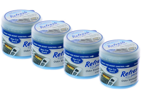 Refresh Scented Gel Air Freshener Car Home & Office Odor Eliminator 4.5oz. New Car Scent (Pack of 4)