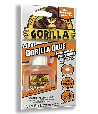 Gorilla Clear Glue, Non-Foaming and Water Resistant Glue, Clear, 1.75 ounce Bottle