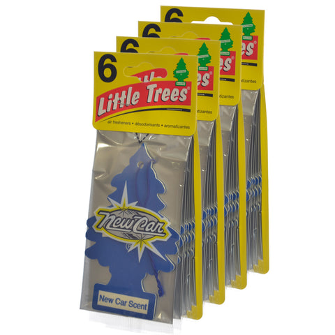 Little Trees Cardboard Hanging Car, Home & Office Air Freshener, New Car (Pack of 24)