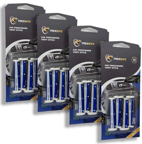 TrexNYC Car Air Fresheners Vent Sticks – Essential Car Odor Eliminator – Perfect Scented Car Accessories – For Long Lasting Fragrance up to 30 days, New Car, 4 Packs