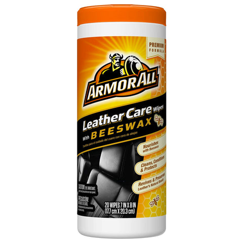 Armor All Leather Care Wipes with Beeswax, 20 Count