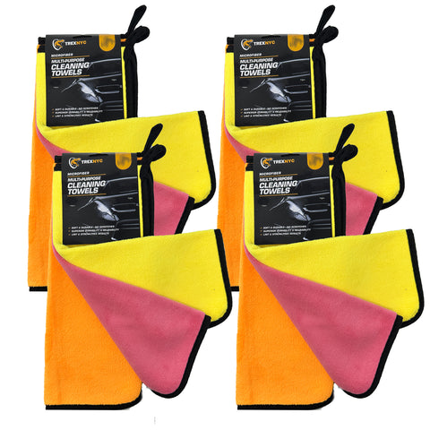 TrexNYC Microfiber Cleaning Towels, Soft & Durable Cleaning Towel - No Scratches, Superior Durability - Ideal for Cars and Housekeeping, 3 Count, 4 Packs