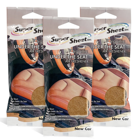 Super Sheet, Organic Under the Seat Car Air Freshener, Long Lasting Fragrance, New Car Scent, 3 Pack