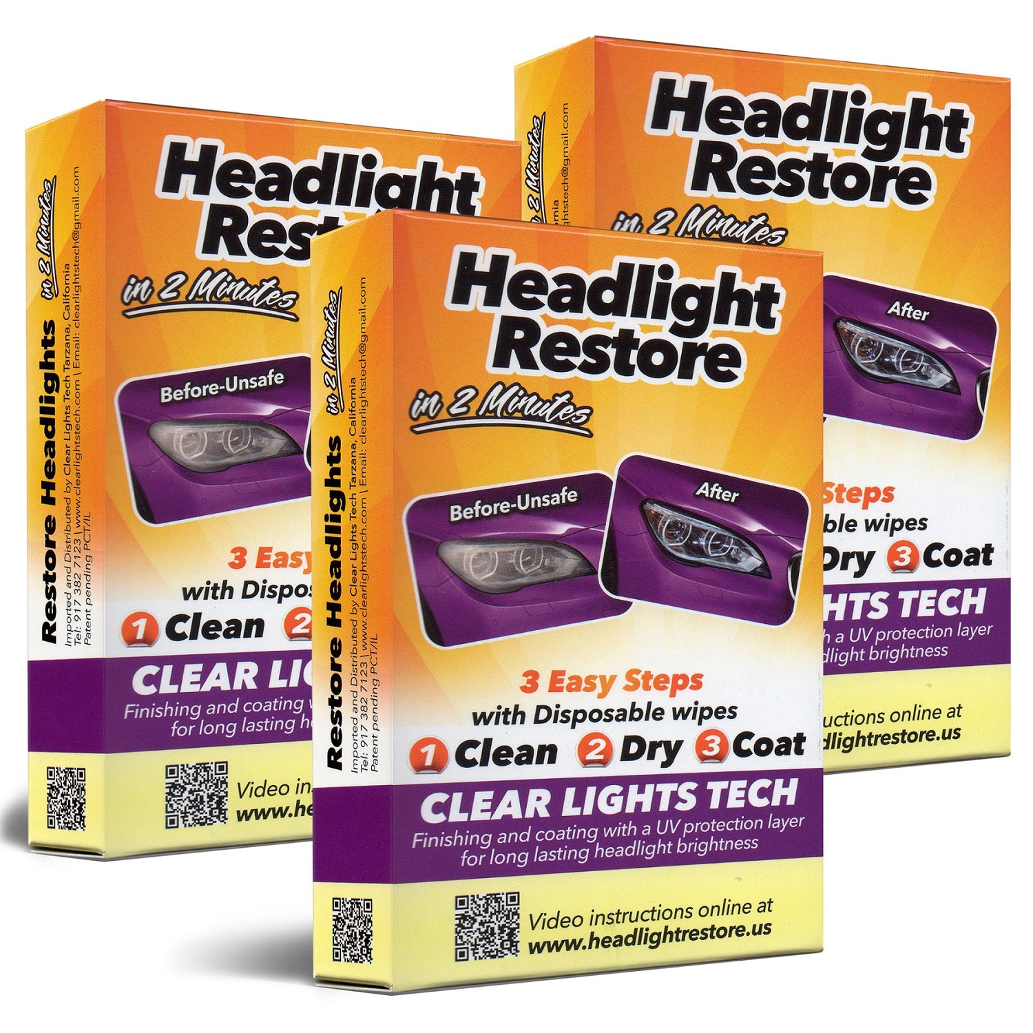 Headlight Restoration Kit with Long-Lasting UV Coating