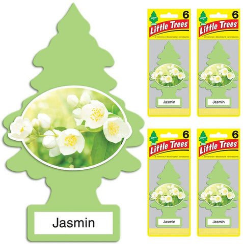 Little Trees Cardboard Hanging Car, Home & Office Air Freshener, Jasmine / Jasmin (Pack of 24)