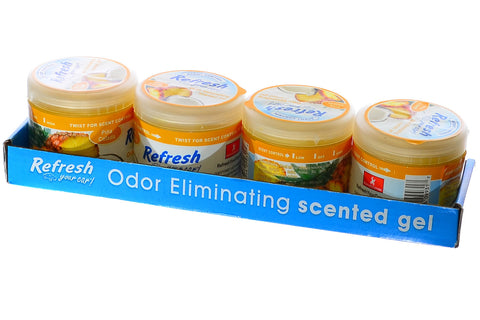Refresh Scented Gel Air Freshener Car Home & Office Odor Eliminator 4.5oz. Pina Colada (Pack of 4)