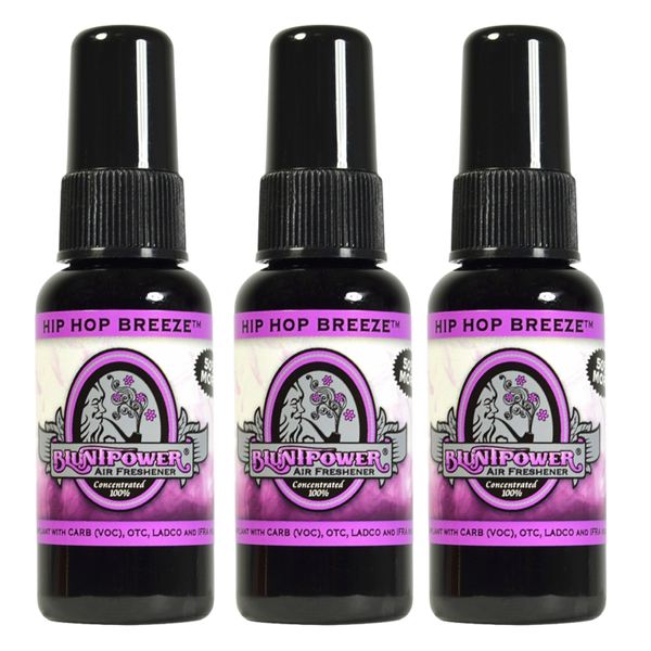 Blunt Power Air Freshener Spray, Oil Based Concentrated Air Freshener and Oil Diffuser, Air Freshener Spray for Car, Room, Bathroom, Odor Eliminator and Room Deodorizer, Hip Hop Breeze, 1.5 oz, 3 Pack