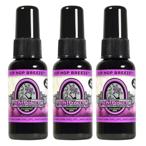 Blunt Power Air Freshener Spray, Oil Based Concentrated Air Freshener and Oil Diffuser, Air Freshener Spray for Car, Room, Bathroom, Odor Eliminator and Room Deodorizer, Hip Hop Breeze, 1.5 oz, 3 Pack