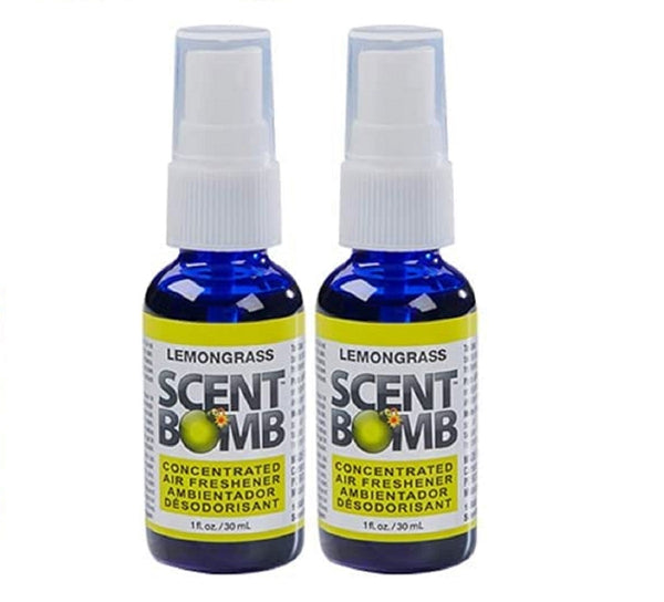 Scent Bomb Air Freshener Spray, 100 % Oil Based Concentrated Air Freshener, Air Freshener Spray for Car, Room, Bathroom and Odor Eliminator, Lemongrass, 2 Pack