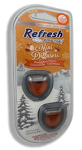 Refresh Car Air Freshener Vent Clip and Mini Car Oil Diffuser, Long-Lasting Odor Eliminator for Up to 90 days, Pumpkin Patch