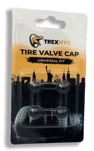 TrexNYC Tire Valve Caps, Universal Stem Covers for Cars, SUVs, Bike, Trucks, Motorcycles, Heavy-Duty and Easy-Grip Use, 4 Pieces, Simple Black