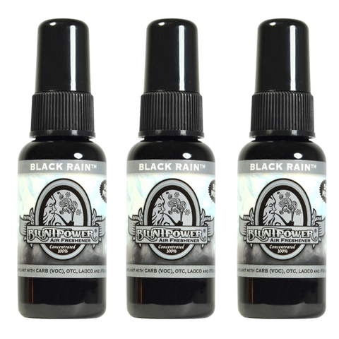 Blunt Power Air Freshener Spray, Oil Based Concentrated Air Freshener and Oil Diffuser, Air Freshener Spray for Car, Room, Bathroom, Odor Eliminator and Room Deodorizer, Black Rain 1.5 oz, 3 Pack