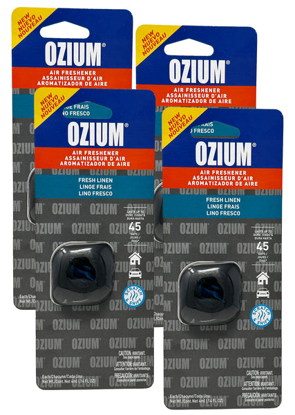 Ozium Membrane Car Vent Clip AC Air Fresheners Car Air Freshener and Car Odor Eliminator, Fresh Linen, 4 Packs